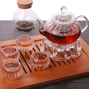 Heat Resistant Borosilicate Glass Tea Pot Set High Clear Borosilicate Glass Tea Pot With Infuser