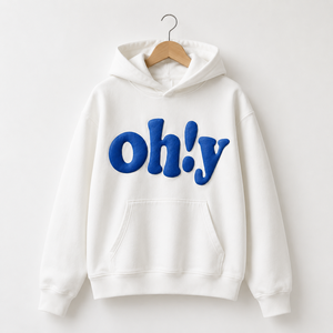 Sweat-shirt à capuche surdimensionné blanc personnalisé avec impression 3D en relief, style streetwear, logo imprimé en mousse, OEM - Product Image 5