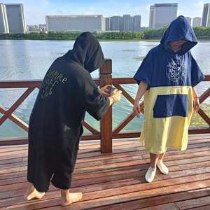 Adult Hooded Poncho Beach Towel Cotton Surf Poncho <strong>Robe</strong> <strong>for</strong> Beach Sports and Changing <strong>for</strong> <strong>Swimmers</strong> and Surfers - Product Image 2
