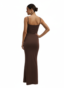 Özel Logo Marka İkinci Cilt Sıkıştırmalı Ayarlanabilir Askılı Çift Katmanlı Kadın Denizkızı Şeklinde Maxi Elbise - Product Image 5