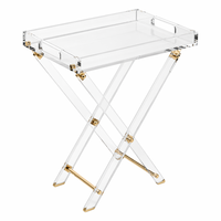 Table d'appoint pliante en acrylique transparent sur mesure, support de plateau de canapé en lucite transparente, présentoir portable pour la décoration du salon et de la chambre
