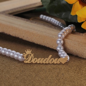 Collar con Placa de Nombre Personalizada al por Mayor, Joyería Personalizada, Collar de Perlas con Nombre, Colgante Chapado en Oro, Joyería Personalizada de Moda - Product Image 4