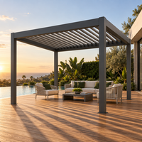 Pergola bioclimatique motorisée en aluminium avec toit à lames orientables, certifiée CE TUV NG-MP2026
