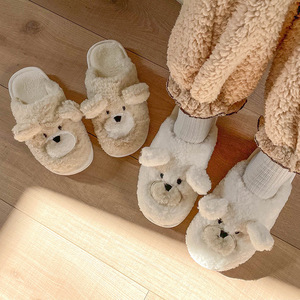 Chaussons d'intérieur Cixi pour femmes <span class=keywords><strong>2022</strong></span>, en coton, avec oreilles de mouton en fourrure douce, nouvelle collection hiver, vente en gros - Product Image 4