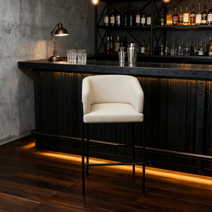 ST-8893-1 Tabourets <span class=keywords><strong>de</strong></span> <span class=keywords><strong>bar</strong></span> modernes <span class=keywords><strong>de</strong></span> luxe à dossier haut en tissu, pieds en métal rouge, neufs, vente en gros pour salle à manger et <span class=keywords><strong>bar</strong></span> à domicile - Product Image 1