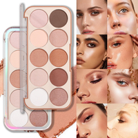 Palette de maquillage MISS ROSE Professional, texture fine, longue tenue, 18g, effet scintillant, illuminateur, contouring.