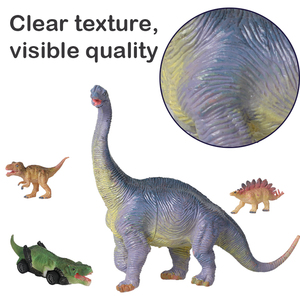 Set di Pittura Dinosauri WAYEE: 4 Dinosauri Grandi, 6 Figure Piccole, 2 Auto Dino a Inerzia Dipingibili |   12 colori acrilici inclusi in plastica - Product Image 4