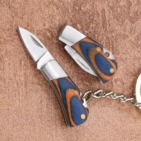 Couteau de poche pliant portable en acier inoxydable avec mini-lame, porte-clés, pendentif, pour le camping, les sacs et les cadeaux