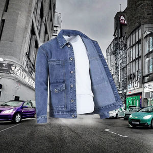 Veste de moto pour homme sur mesure OEM, vente en gros d'usine, manches régulières surdimensionnées, couleur unie, denim délavé, automne, style urbain, épaisse - Product Image 3