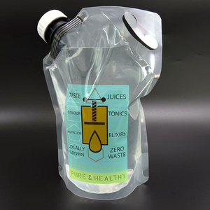 Sac scellé transparent en PE de 1L, pochette souple portable avec bec verseur pour eau minérale, boissons, jus et aliments liquides - Product Image 1
