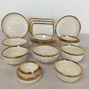 <span class=keywords><strong>Vajilla</strong></span> <span class=keywords><strong>de</strong></span> Porcelana con Borde Dorado a Precio Económico, Platos Blancos y Dorados, Platos Base con Galvanoplastia Dorada - Product Image 2