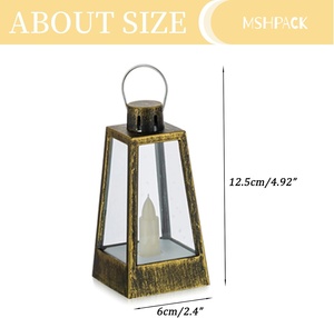 Mini lanterne décorative, petites lanternes à bougies dorées avec <span class=keywords><strong>bougie</strong></span> LED vacillante pour <span class=keywords><strong>la</strong></span> décoration <span class=keywords><strong>de</strong></span> table <span class=keywords><strong>de</strong></span> mariage, Noël, piles incluses - Product Image 2