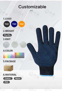 Guantes de algodón antideslizantes de punto de <span class=keywords><strong>PVC</strong></span> de doble cara azul marino Guantes de trabajo de seguridad mecánica de uso general de alta calidad - Product Image 6
