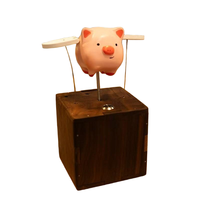 Mini cochon cinétique en bois rose, décoration de bureau et de maison, idéal pour les papeteries, les boutiques de cadeaux et les supermarchés