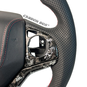 Volante Deportivo de Fibra de Carbono Forjado en Oferta, Empuñadura de Cuero Perforado para <span class=keywords><strong>Honda</strong></span> Fit de Tercera Generación y HRV - Product Image 3