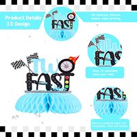 Dekorasi Pesta Ulang Tahun ke-2 Bertema Mobil Balap Two Fast Honeycomb Centerpieces untuk Anak Laki-laki, Perlengkapan Pesta Bendera Kotak-kotak Lets Go Racing