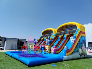 Tobogán Acuático Inflable Comercial con Diseño de Mundo Submarino, Doble Carril y Decoración de Amigos del Océano para Parques Acuáticos Infantiles de Verano - Product Image 3