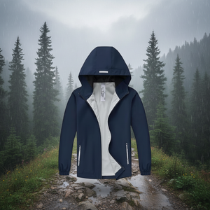Veste de pluie imperméable BKD pour garçons et filles, doublure douce, coupe-vent pour enfants, manteau à capuche, facile à plier, veste légère à fermeture éclair réfléchissante - Product Image 1