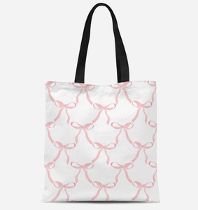 Sac shopping en toile de coton recyclable avec logo personnalisable imprimé et design nœud rose rétro - Product Image 4