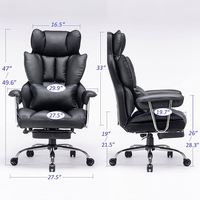 JOHOOFURNITURE Grand bureau de direction en cuir PU noir avec support lombaire, chaise de bureau exécutive