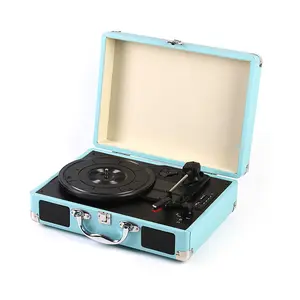 Vinyl Record Machine Retro Grammofoon Antieke Bt Speaker Europese Lederen Koffer Draaitafel Platenspeler