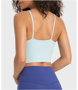 Sujetador con almohadilla de pecho extraíble para mujer, precio al por mayor, sujetador con cuello Halter para entrenamiento de gimnasio, Sujetador deportivo de compresión de soporte suave para Yoga - Product Image 3