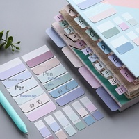 Stiker Label Indeks Morandi, Penanda Catatan PET, Warna Fluorescent untuk Pelajar, Penanda Buku Retro, Stiker Penanda