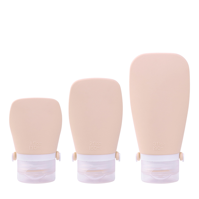 Bouteille rechargeable en silicone beige