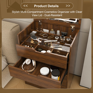 3-in-1 Solid Wood Vanity Desk Lighted <b>Mirror</b> Stool Flip Top Makeup Dressing Table <b>Compact</b> Storage Bedroom Bathroom - Product Image 6