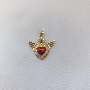 Pendentif coeur rouge en laiton plaqué or 18 carats de mode envoûtante pour cadeau de bijoux de la Saint-Valentin - Product Image 4