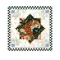 Tapis de table de mahjong américain vintage à imprimé floral léopard, antidérapant, en caoutchouc, insonorisant