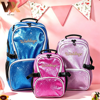 Sac à dos imperméable personnalisé pour filles, avec logo d'équipe brodé, nom, paillettes, polyester, sac de voyage, faible MOQ