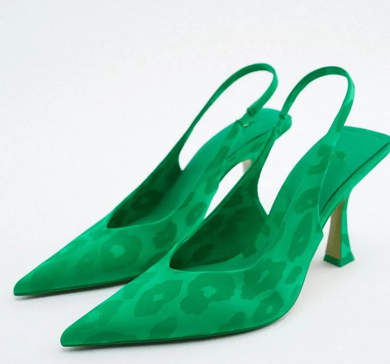 Z2022 New Baotou workplace Muller shoes thin heels women's shoes green slingback fashion heels