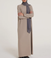 Robe Abaya unie à devant ouvert pour femme avec ensemble hijab assorti, robe maxi musulmane modeste pour femme