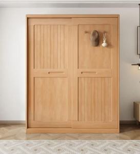 Armario Escandinavo de Madera con Puertas Correderas Estilo Shaker, Mueble de Dormitorio Moderno Independiente de Madera Maciza - Product Image 5