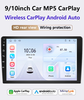 Autoradio MP5, autoradio de voiture 7 pouces 1 Din, écran rétractable, BT sans fil, Carplay, Android Auto, Mirror Link, FM, lecteur audio USB