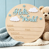 Plaque d'annonce de naissance, carte d'annonce de naissance, panneau personnalisé « Bonjour le monde »