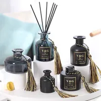 Bouteille diffuseur de parfum en verre rond noir GLOSS vide, gris, 2oz, 4oz, 7oz, avec bouchon en caoutchouc, personnalisable