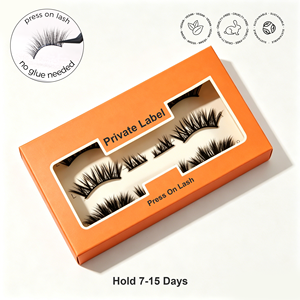 3-10 Day Long Lasting Pre-glued Half Lashes 100% Handmade Wispy Manga Press on Lash Custom Size Curl <strong>Magnetic</strong> Box <strong>UK</strong> Europe OEM - Product Image 1