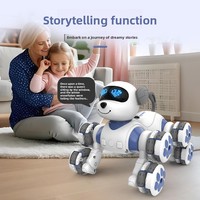 Robot chien télécommandé électrique intelligent en plastique à huit roues, jouet acrobatique rose mignon pour enfants