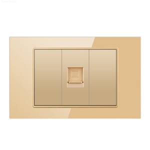 Enchufe de pared multifunción americano estándar, toma de corriente para TV CAT5, enchufe de pared de 118*72 mm, enchufe de lujo para TV con cristal templado. - Product Image 3