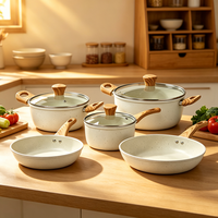 FLEY Ensemble de 8 casseroles antiadhésives de qualité supérieure pour la maison et le jardin, ensemble complet d'ustensiles de cuisine antiadhésifs, adapté à la cuisson en intérieur et en extérieur