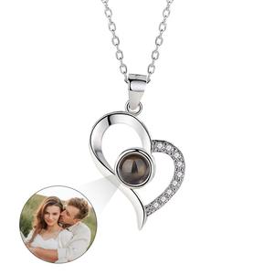 925 Sterling Silver Hypoallergenic Link Chain <b>Necklace</b> Minimalist Heart Pendant Romantic 'I Love You' 100 Languages <b>Projection</b> - Product Image 6