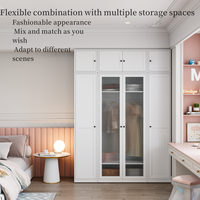 Armoire en acier métallique avec porte en verre transparent, rangement, placard, meubles de chambre à coucher, armoires