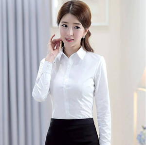 Camicetta formale da <span class=keywords><strong>donna</strong></span> camicia bianca da <span class=keywords><strong>donna</strong></span> a maniche lunghe abiti da lavoro professionali camicie da <span class=keywords><strong>donna</strong></span> primavera e autunno - Product Image 2