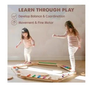 6PCS Toddler Montessori Toys Training Coordination And Gross Motor Skills Balance Stepping Kindergarten Sensory Wood Beam Toys