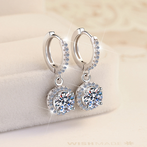 Husky <span class=keywords><strong>precio</strong></span> de fábrica joyería fina 1CT * 2 redondo moda boda S925 pendientes de plata esterlina VVS1 Moissanite-GRA pendiente de aro - Product Image 3