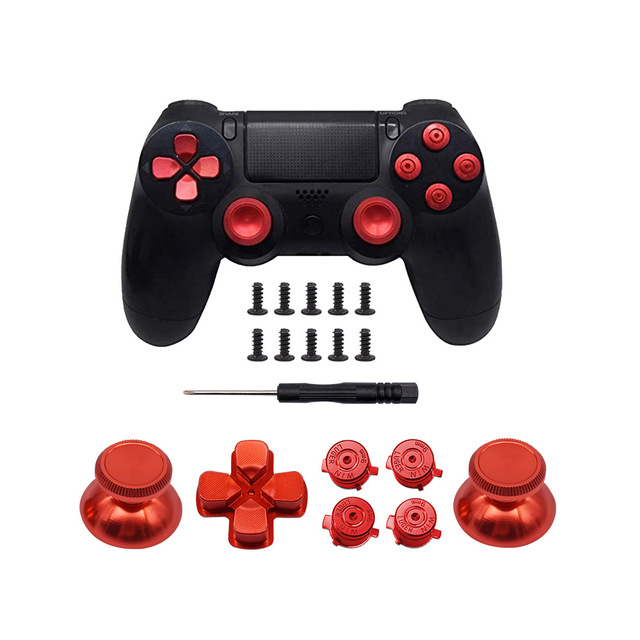 Replacement Metal Button for PS4 Controller ABXY Button for PS4 Handle Cross Buttons Analog Kit