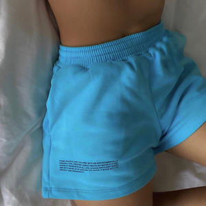 <span class=keywords><strong>Pantaloncini</strong></span> Casual allentati azzurri in cotone spugna francese personalizzati da jogging <span class=keywords><strong>corti</strong></span> sportivi da palestra - Product Image 3