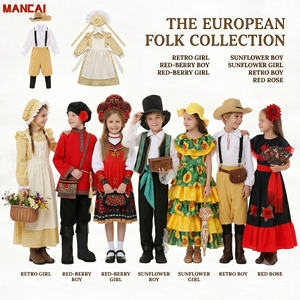 <span class=keywords><strong>Costume</strong></span> de <span class=keywords><strong>danseuse</strong></span> <span class=keywords><strong>flamenco</strong></span> pour filles, robe de bal à imprimé tournesol, chapeau, déguisement de fête d'Halloween, spectacle scolaire, mascarade - Product Image 1